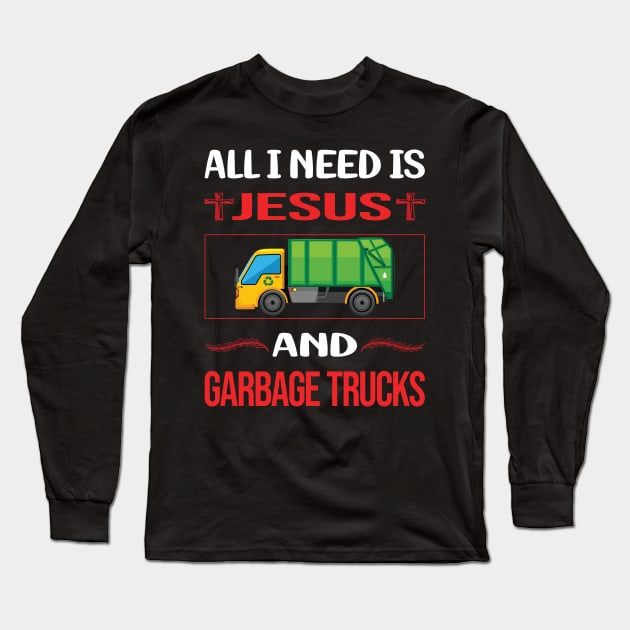 Funny Jesus Garbage Truck Trucks Long Sleeve T-Shirt by lainetexterbxe49